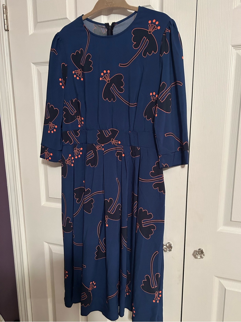 Navy Floral Midi Dress - Women